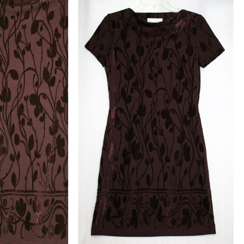 NWT Wine / Burgundy Velvet Polyester Burnout Dress